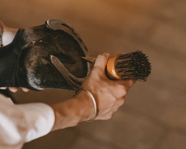 Femme cure le sabot